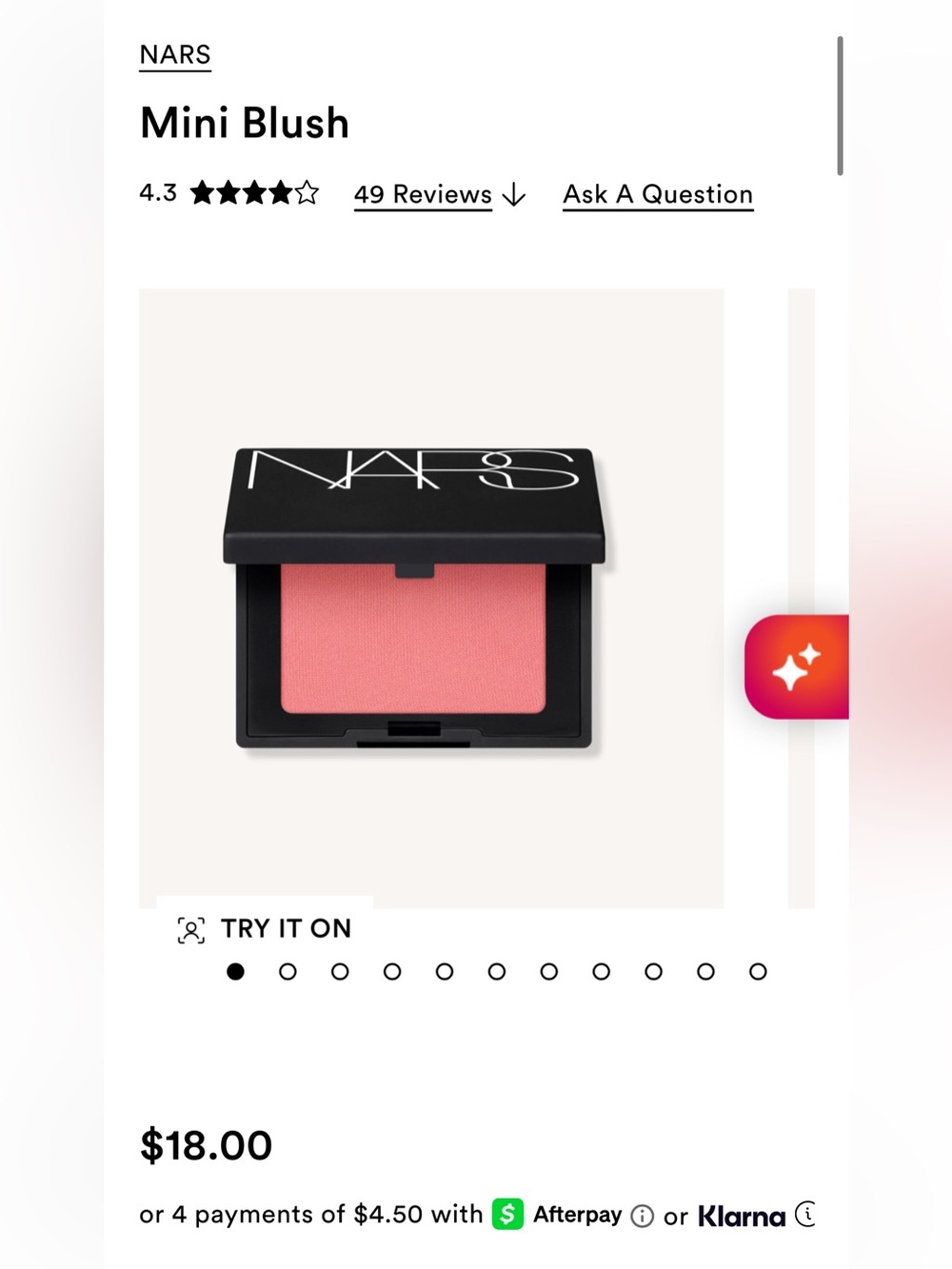 NARS mini blush - orgasm edge
